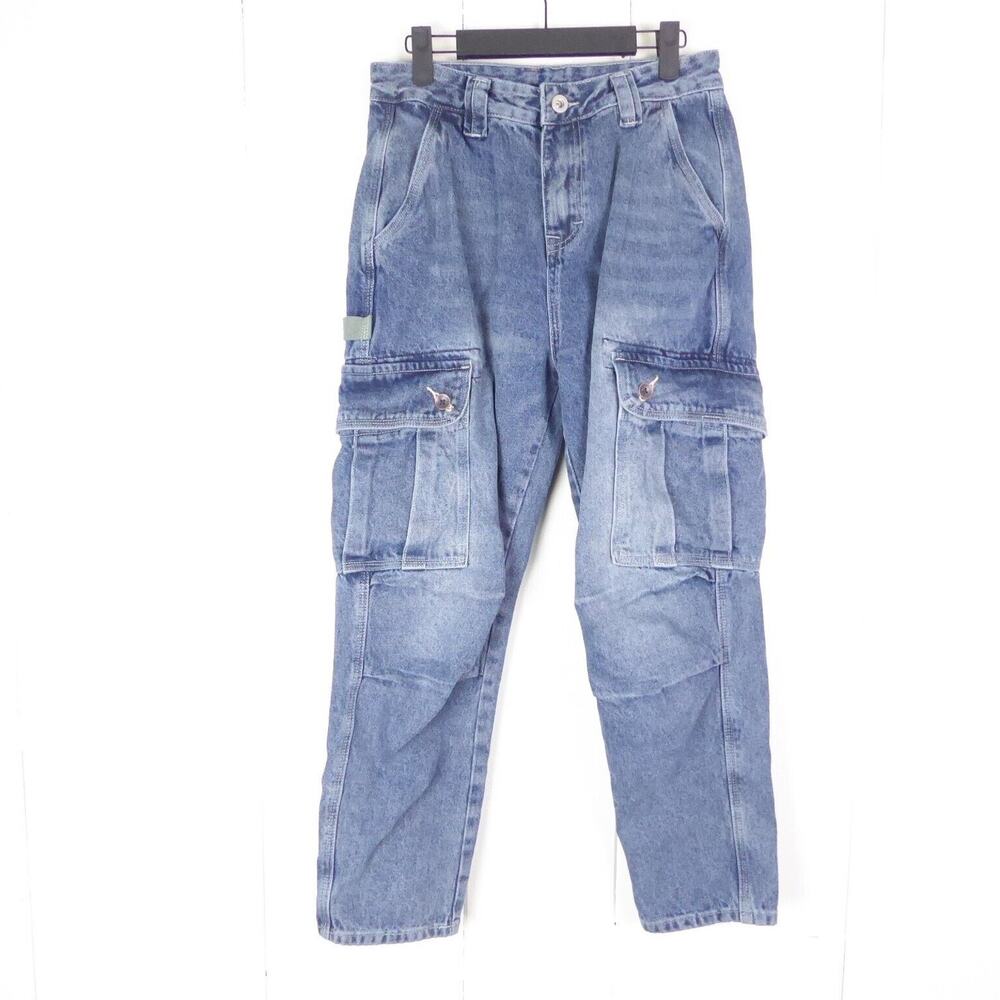 Premium Laundry Productions Jeans Womens SZ 28" Cargo Pants Baggy High Rise